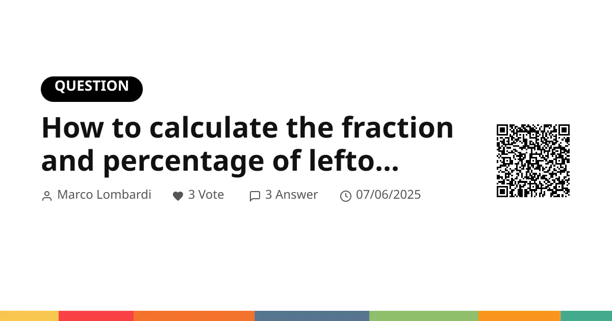 How to calculate the fraction and percentage of leftover pizza? How to calculate the fraction and percentage of leftover pizza?